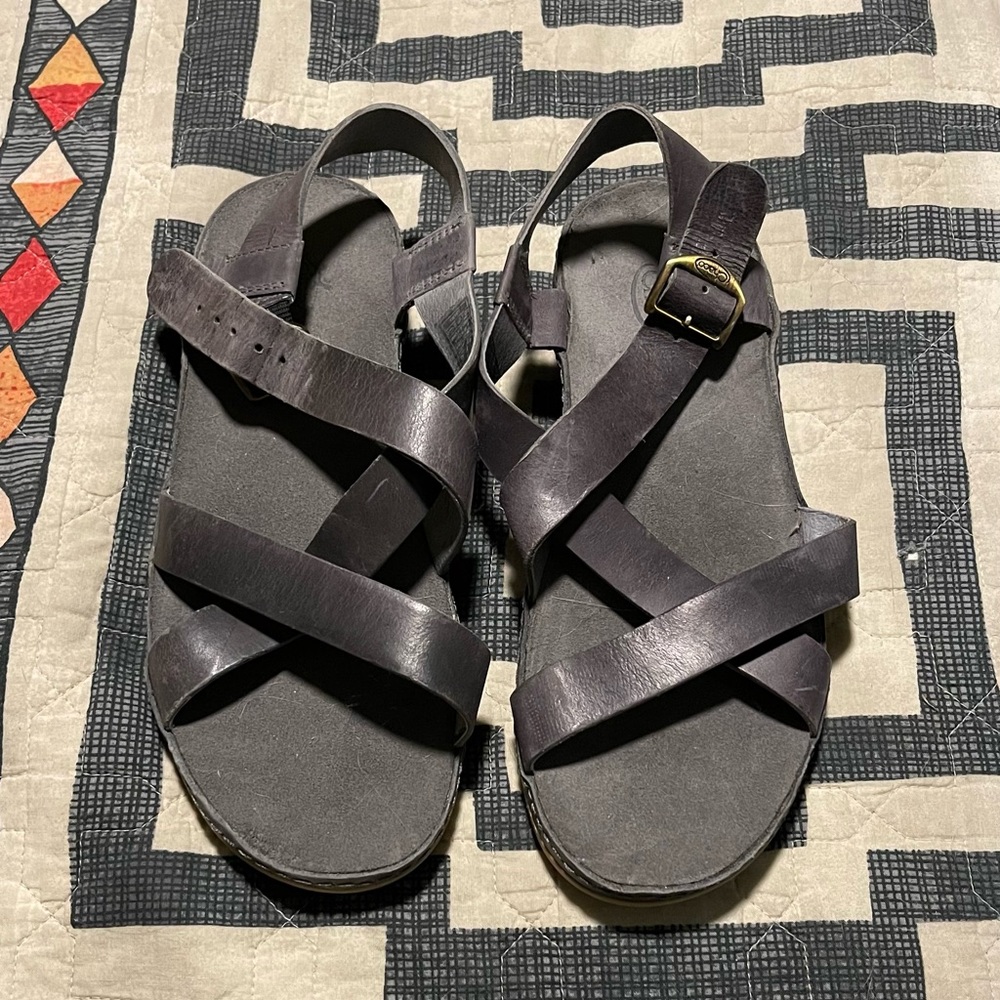 Leather Gray chaco Sandals Womens Size 9